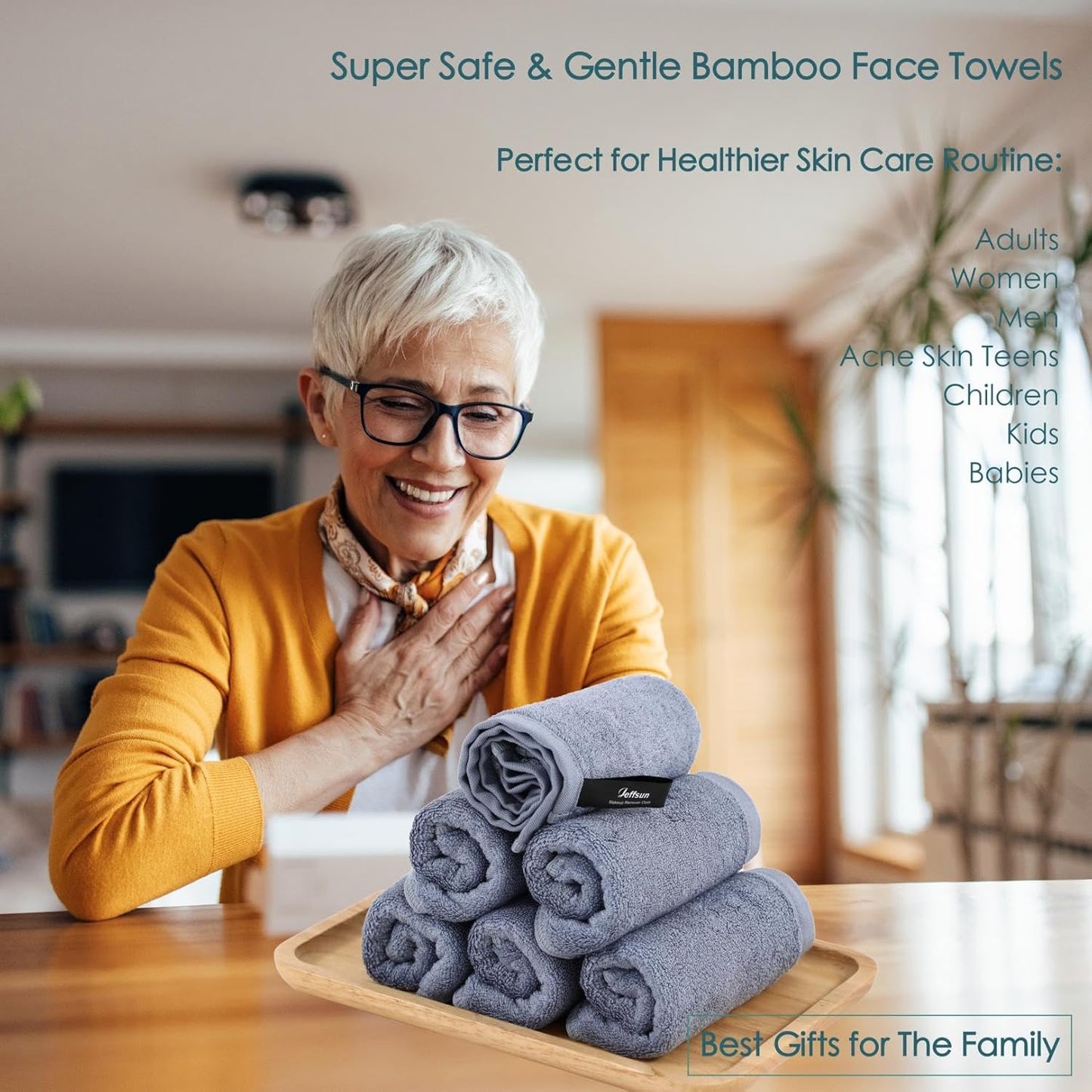 Wash Cloths 12 Pack, 13x13 inch Large Face Towel on Sensitive Skin, Easy to Clean Slate Blue Makeup Eraser Cloth, Super Soft and Gentle Bath Washcloths for Face and Body, Reusable Facial Clean Clot