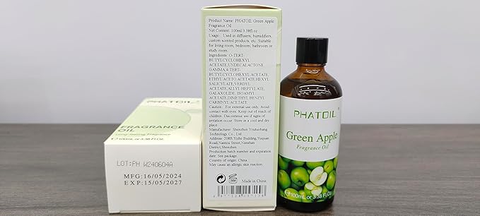 3.38FL.OZ Green Apple Fragrance Oils for Aromatherapy, Essential Oils for Diffusers for Home, Perfect for Diffuser, Yoga, DIY Candle and Soap Making - 100ml