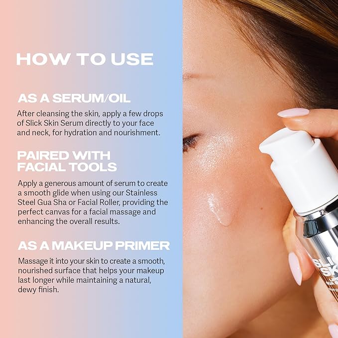 Sacheu Slick Skin Gua Sha Oil — Moisturizing and Anti Aging Squalane Oil for Face and Body Massage, Moisturizing and Hydrating Facial Serum with Essential Lipids — Vegan & Fragrance Free Face, 30 ml