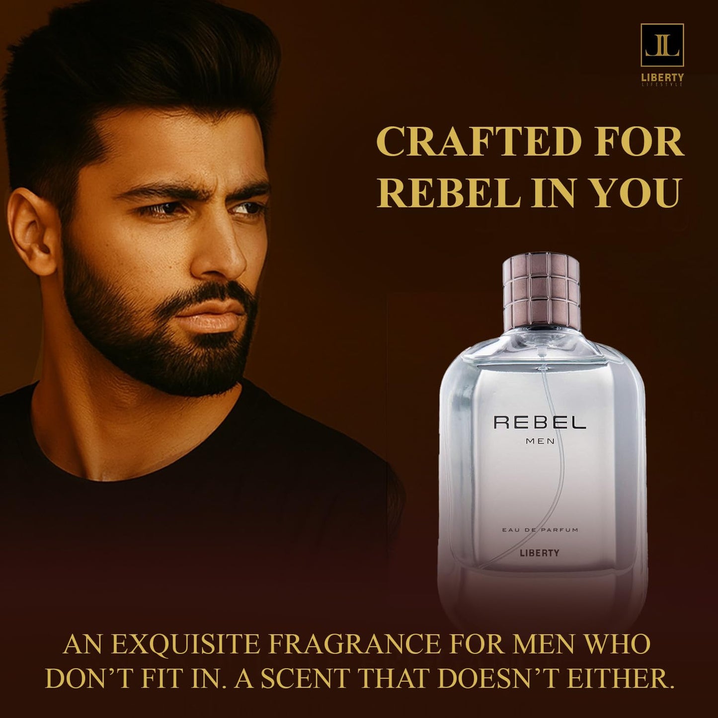 Liberty Luxury Rebel Perfume for Men 100ml, Powerful Long Lasting Eau De Parfum with Spicy Woody Notes Masculine Fragrance for the Modern Rule Breaker, men cologne, Gift For Men,100ml