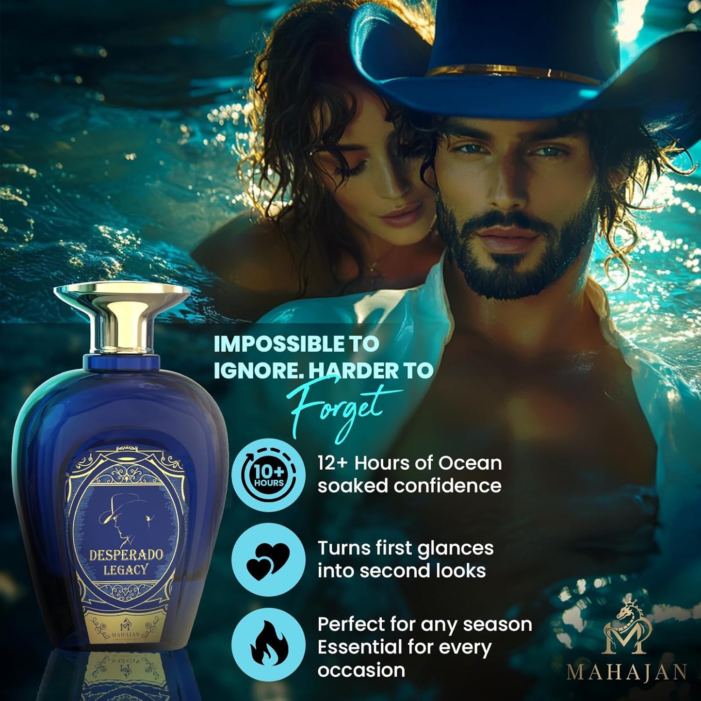 Mahajan Desperado Legacy Eau de Parfum – Ocean Fresh & Addictively Sweet Salted Citrus Cologne – Powerful Head-Turning Long-Lasting Luxury Pefume for Men (3.4 oz)