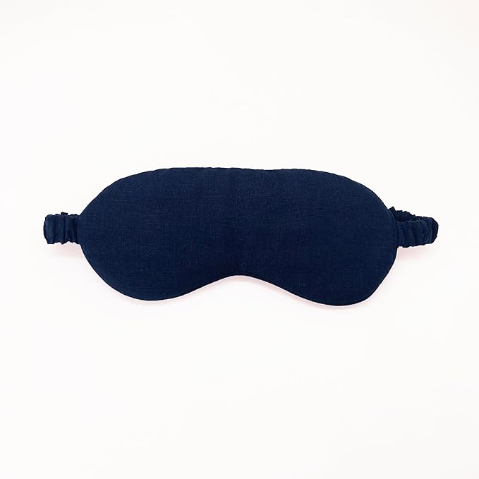 Pure Linen Eye Mask, 100% Linen Eye Mask for Girls,Travel Breathable Sleep Mask,Adjustable Strap, Hypoallergenic, Cooling with Travel Bag Gift Package(Navy)