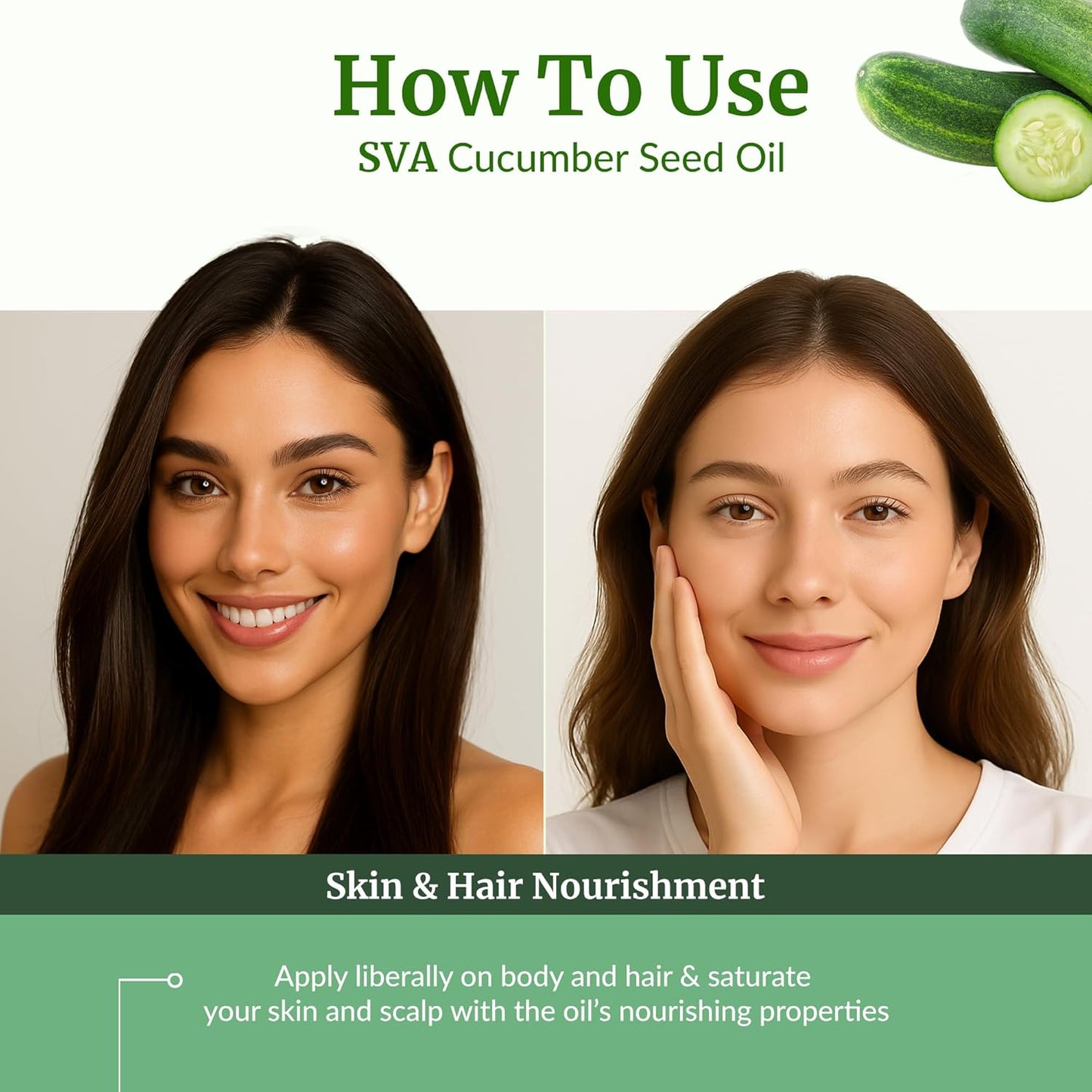 SVA Cucumber Seed Oil - 4 Fl Oz – 100% Natural Cold Pressed Cucumber Oil - for Face, Skin Care, Hair Care, Scalp Massage & Body Massage – Carrier Oil with Dropper