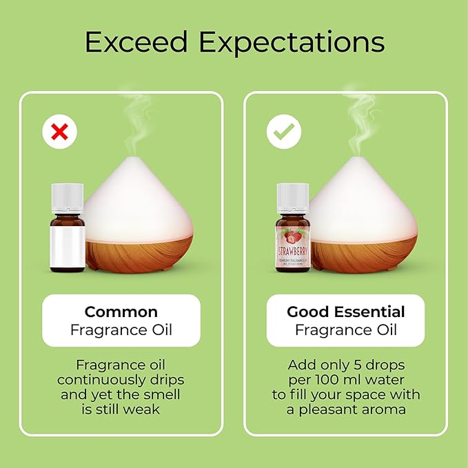 Good Essential 10 ml Oils – Premium Strawberry Fragrance Oil – Perfect for Candles, Slime, Soap Making, Diffuser – 0.33 fl oz, 10 ml