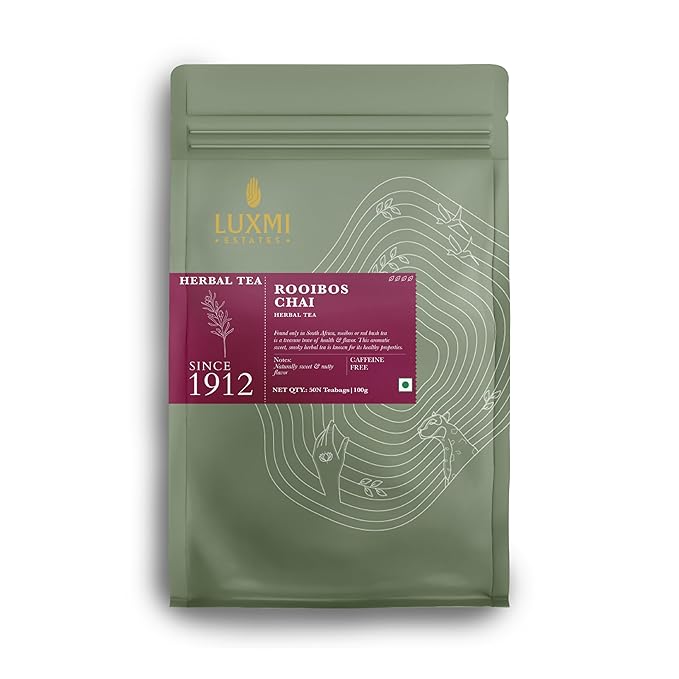 Luxmi Estates - Rooibos Chai - Organic Rooibos Tea with Spices - 50 Tea Bags | Limited Fall Tea | Special Edition Autumn Tea with Cinnamon, Cardamom and Clove | Perfect for Moments of Relaxation and Tranquility