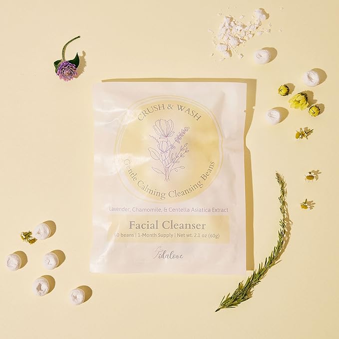 Daily 3 in 1 Facial Cleanser, Exfoliator and Wash-off Mask, Vegan, Cruelty Free, Plastic Free, Travel Friendly, 1 Month Supply Refill (60 Tablets) (Calming)