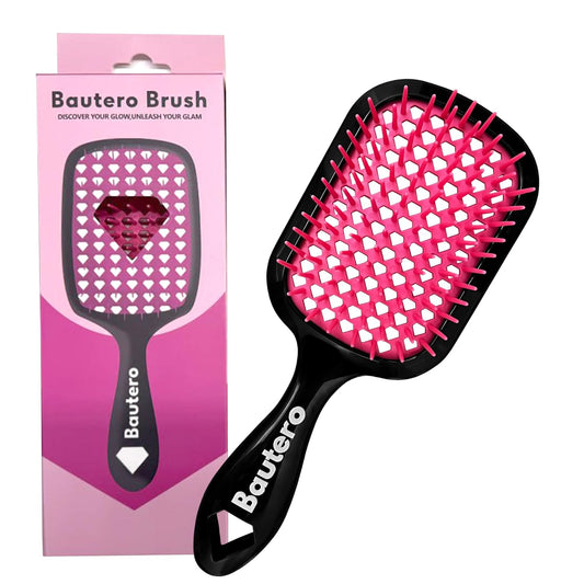 Detangling Hair Brush Sakura Blossom with Anti-Static Bristles, Black Pink, 8.9x3.15 Inch, 106 Flexible Bristles, Lightweight Ergonomic Design for Wet Dry Hair, Pain-Free Knot Removal