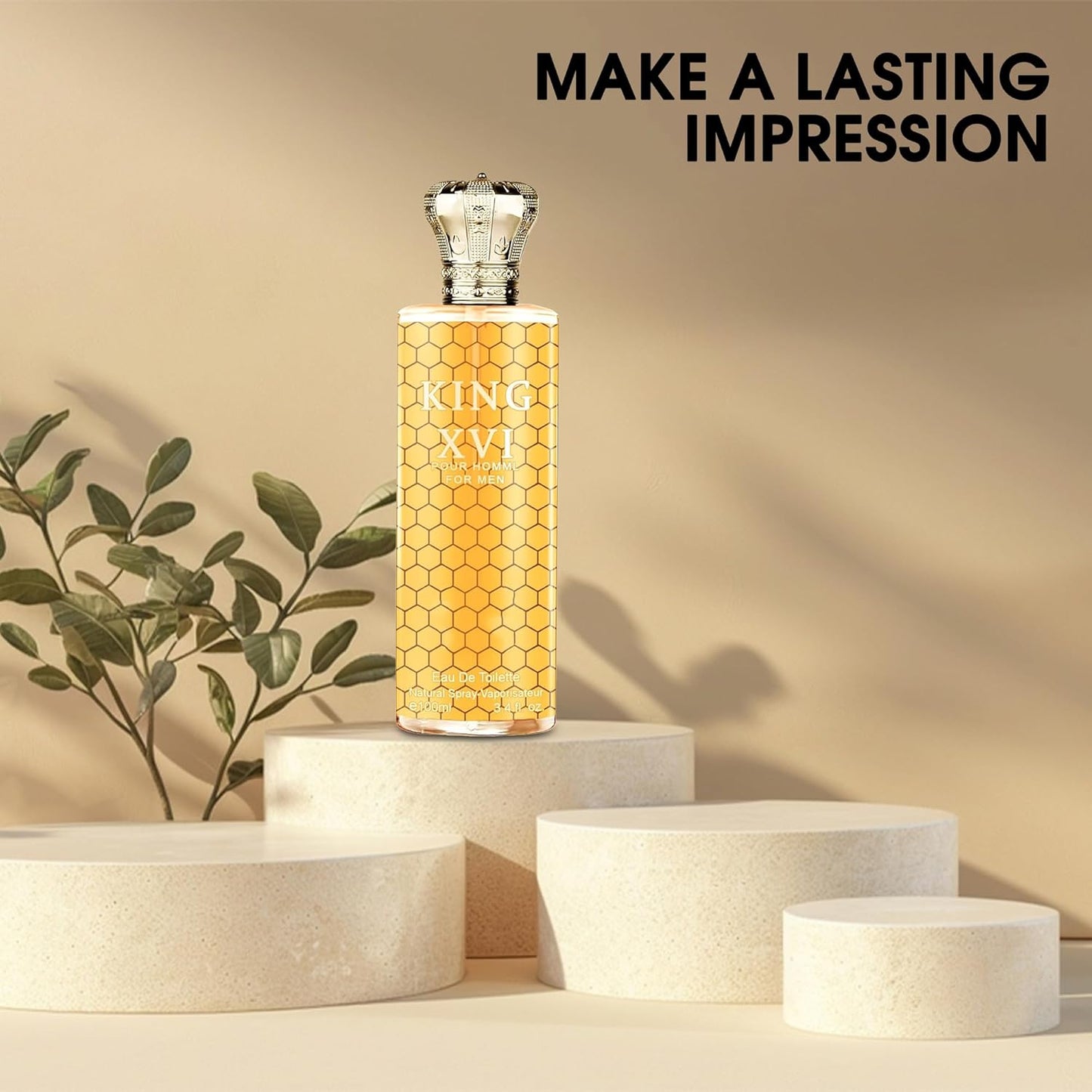 King XVI Sensual Woody Fragrance for Men | Long Lasting Cologne Aromatic Scent, Eau de Parfum Natural Spray - Great Holiday Gift, 3.4 Fl Oz/100 Ml