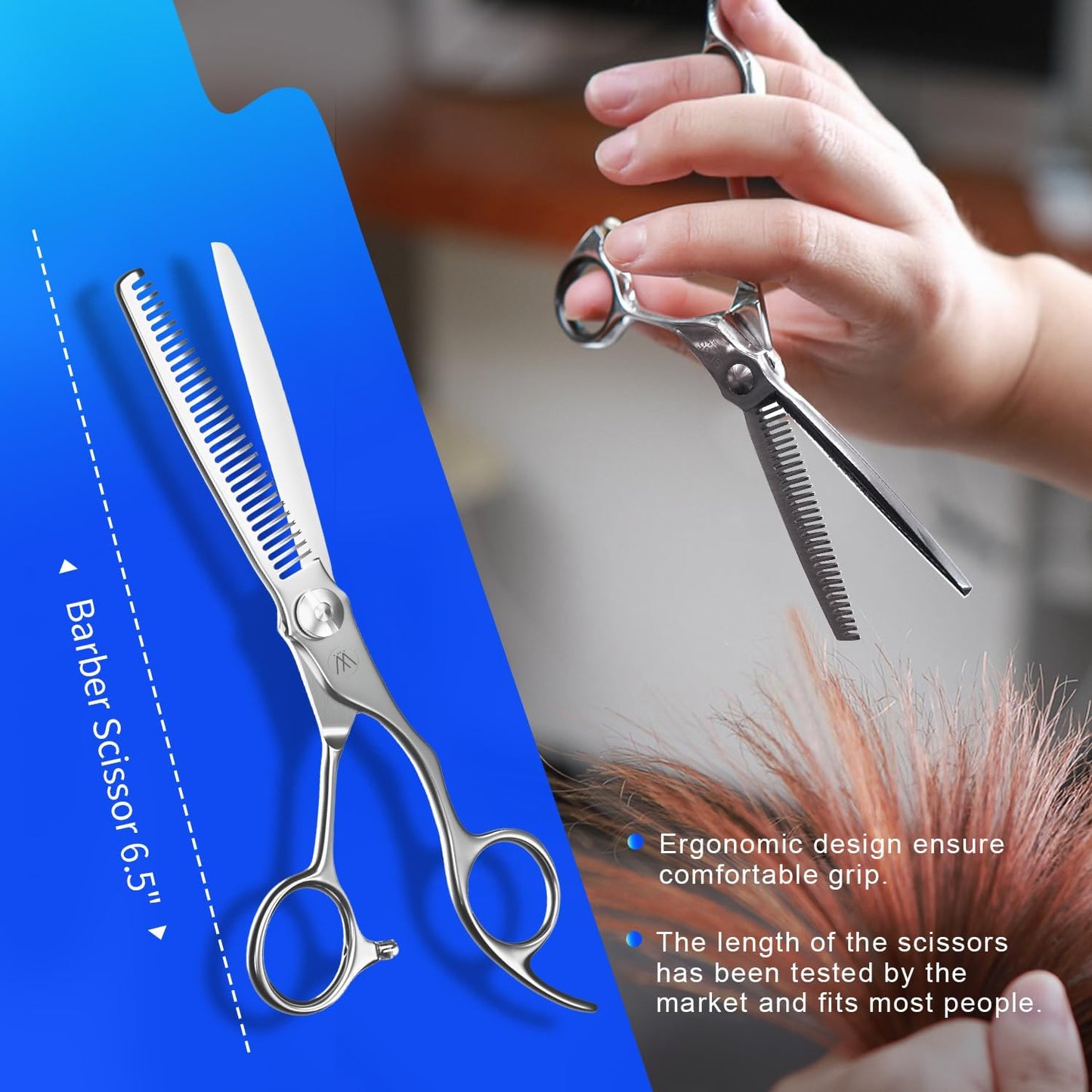Sirabe Professional Hair Thinning Shears, 6.5" Extremely Sharp Blades for Thinning Hair with Gift Case, Barber Hair Cutting Texturizing Teeth Scissors for Salon Home Hairdressing, Men and Women