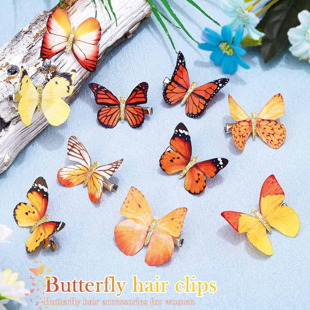 BARTOSI Butterfly Hair Clips Yellow Butterflies Hair Barrettes Cute Alligator Hair Accessories for Women (Pack of 10)