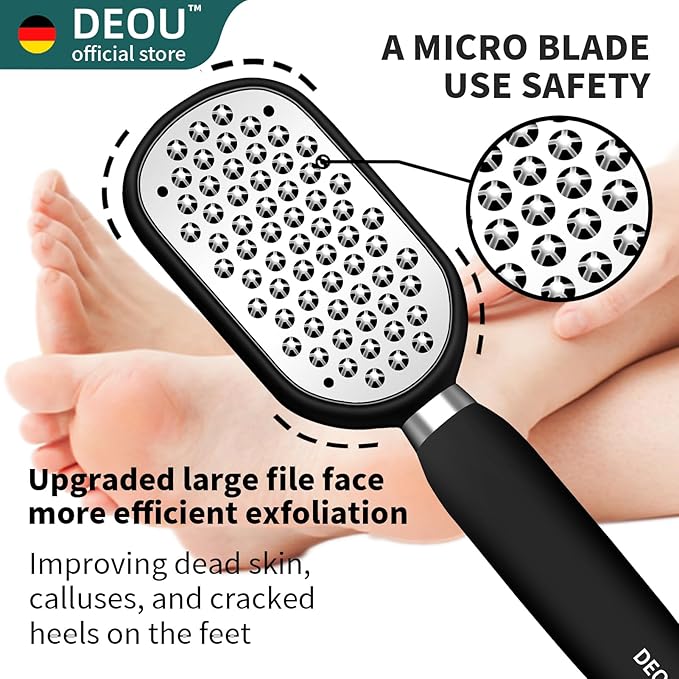 DEOU Metal Foot File SStainless Dead Skin Callus Remover for Dead Skin Professional Secure Foot Scrubber Heel Scraper Cracked Heels Repair Pedicure Tools for feet