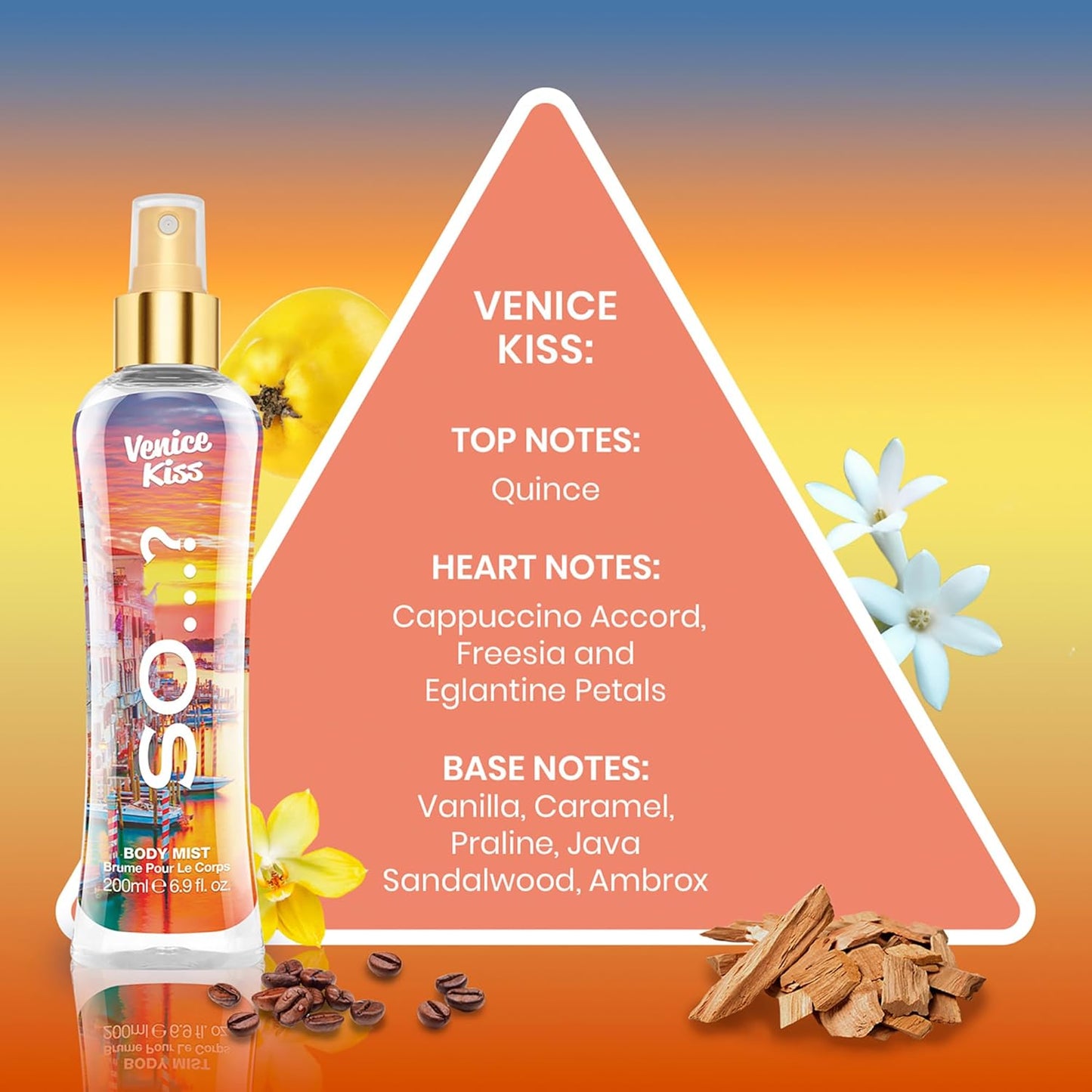 So...? Venice Kiss Body Mist for Women - 6.9 oz Body Mist - Pack of 2