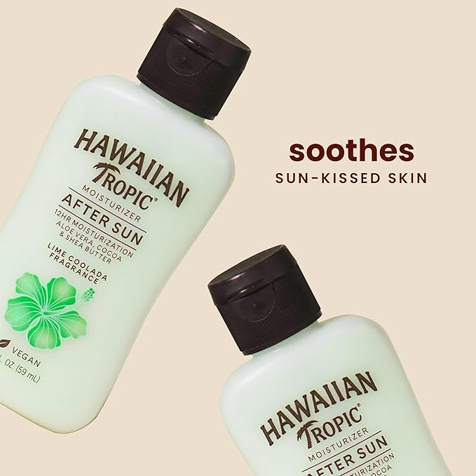 Hawaiian Tropic Summer Essentials Set – Includes Travel Size Sunscreen for Face, SPF Lip Balm, After Sun Lotion & Kristin Konefal Bag | Sunscreen Set, Beach Essentials, Beach Gifts, Travel Kit