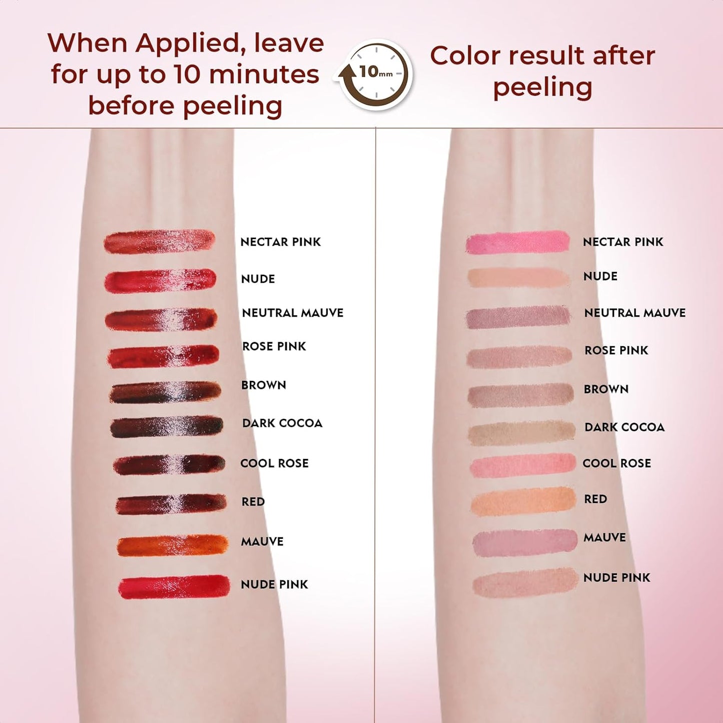 Lip Liner Stain Peel Off with Tweezer, Long Lasting Matte Lip Tattoo, Highly Pigmented Color Lip Makeup, Waterproof, Transfer-proof Lipstain for Women, Nude Pink