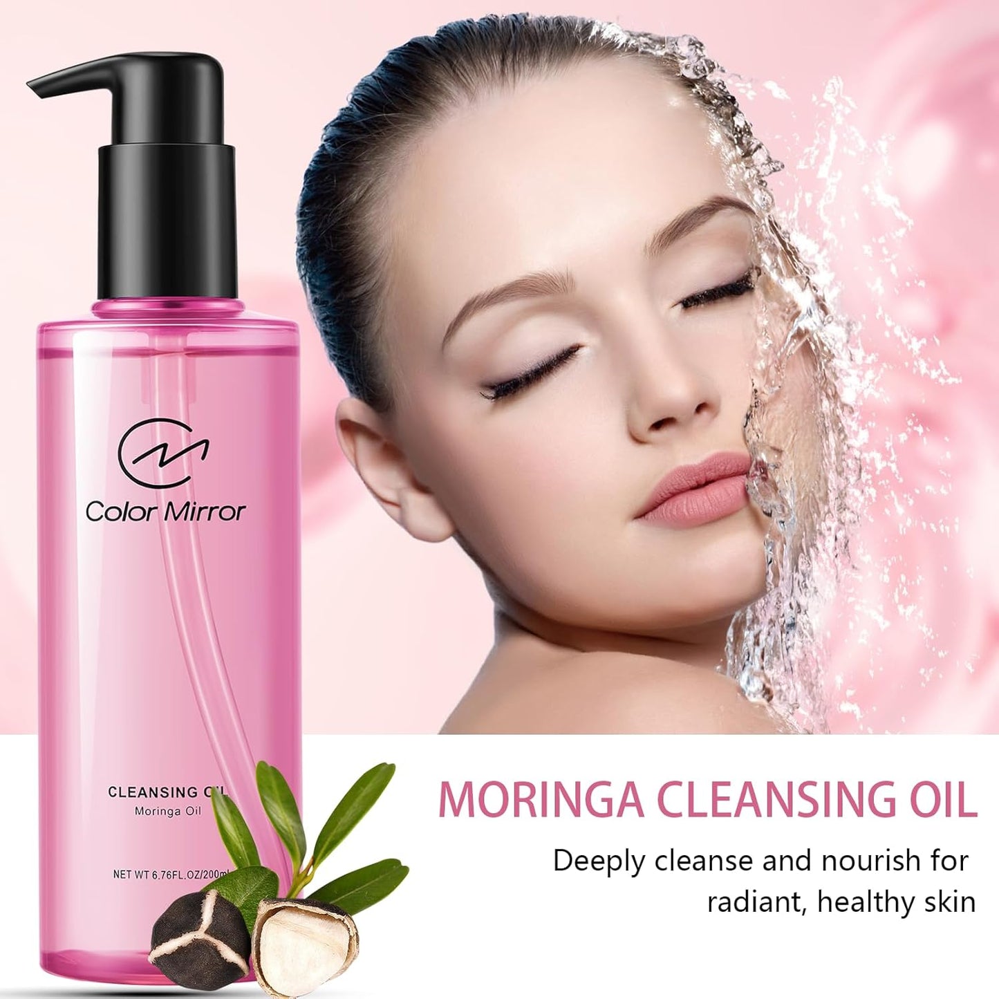 Moringa Blackhead Cleansing Oil, Suitable for Sensitive, Normal and Oily Skin, Lightweight Makeup Remover, Hydrating and Soothing Oil Cleanser, Low-Irritation, 6.76 fl oz (200ml)