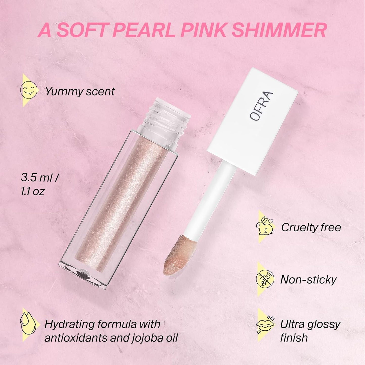 Ofra Lip Gloss - Myth | Non Sticky, Ultra-Glossy Lip Gloss | Long Lasting Formula for a Smooth, Hydrated Finish | 3.5ml/1.1oz