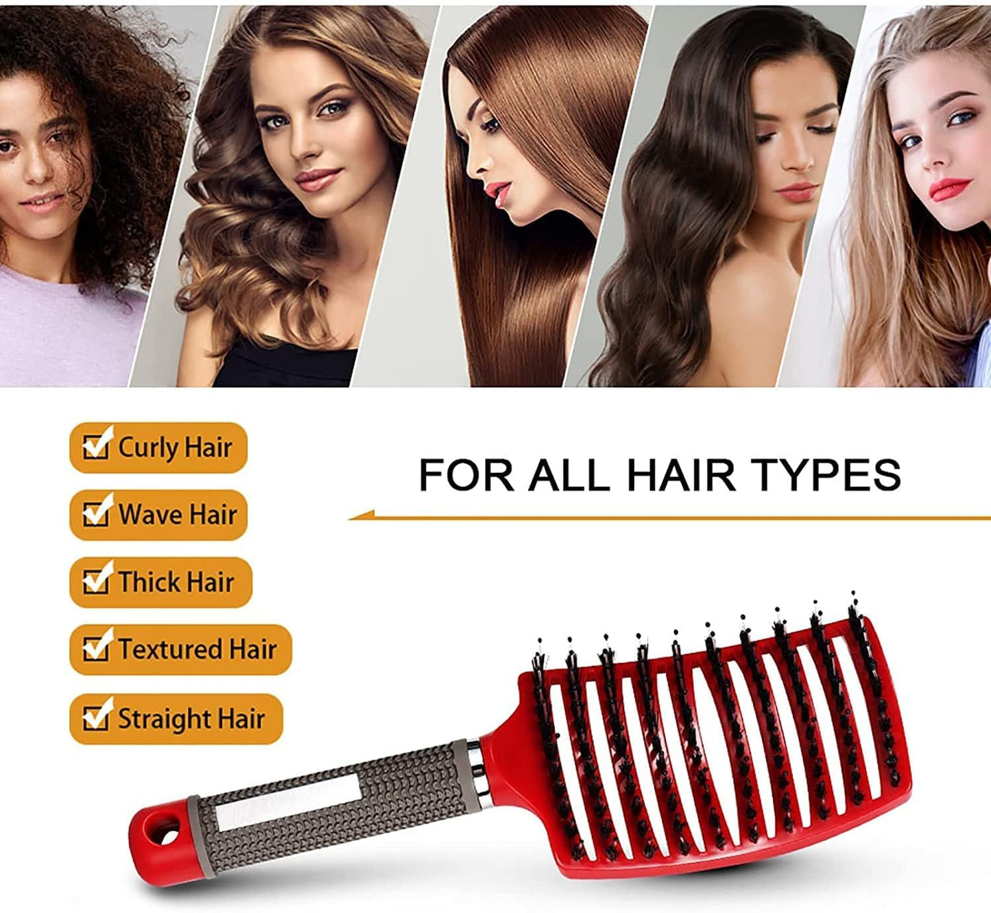 Magical Ultra Detangling Brush for Wet or Dry Hair, Detangler Brush, Fast Drying Styling Massage Hairbrush for Men, Women and Kids (Pink+Purple)