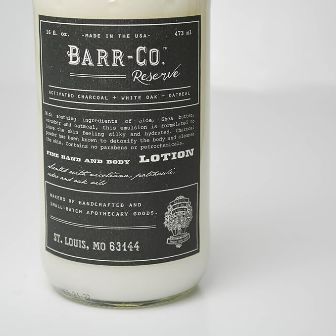 BARR-CO. Reserve Scent Shea Butter Lotion, Earthy Tobacco Scent with Woody Notes, Shea Moisturizing Lotion for Sensitive Skin, 16 fl oz