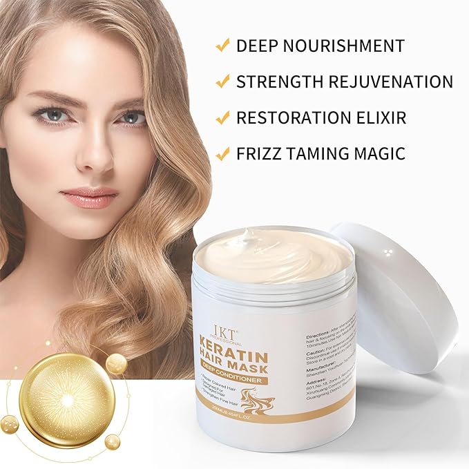 Hair Mask 8.45 Fl Oz Deep Conditioning Hair Mask for Damaged Hair, Hair Care Conditioner for Women, Infused with Essential Oils, Biotin, Intensive Repair for Dry, Frizzy Hair