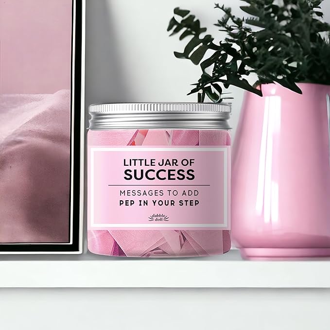 Success Jar filled with Uplifting Positive Message Quote Cards, Keepsake Gift for Girls, Women, Affirmation Cards for Encouragement and Motivation with Unique Gift Box