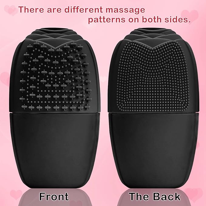 KOGITI Ice Mold for Face & Eye, Beauty Facial Roller, Puffiness Relief Massage Skin Care Tool, Ice Cube Holder (Brush-Black)