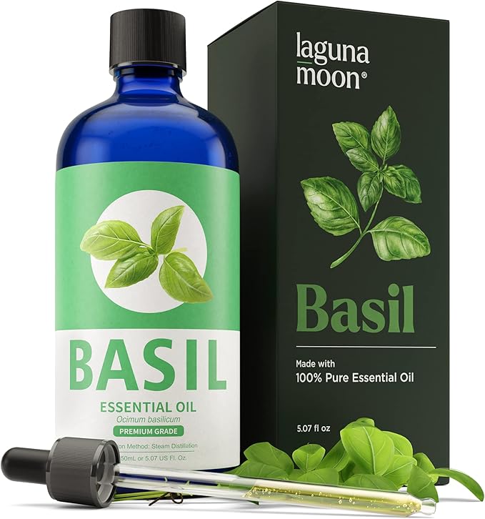 Basil Essential Oil - Pure Essential Oils for Candle Making Scents, Soap, Diffusers, Humidifiers, Car, Yoga, Aromatherapy, Home Care - Fragrance Oils for Soap Making & Candle Scent (150ml)