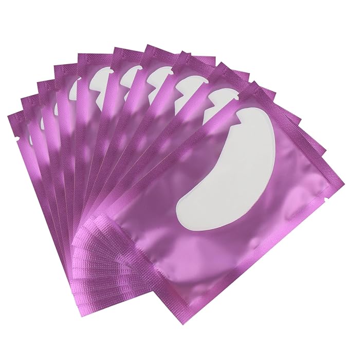 50 Pair V Shape Under Eye Gel Pads Hydrogel Eye Patches For Eyelash Extension, Lint Free Under Hydrogel Eye Mask Pads Lash Extension Supplies (Purple)