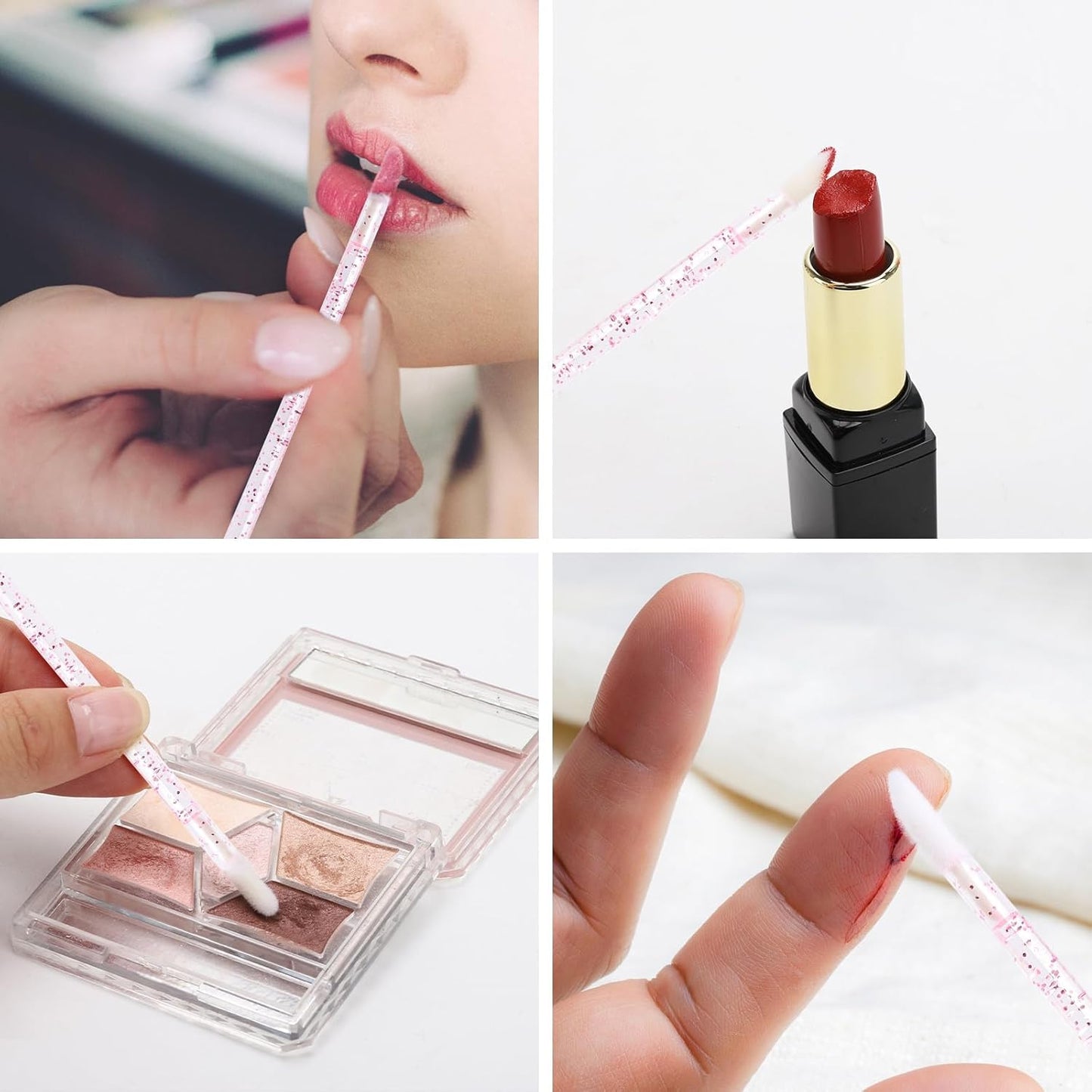 Tbestmax 500 Lip Applicators Disposable Lip Brushes Crystal Lipstick Lip Gloss Wands, Pink