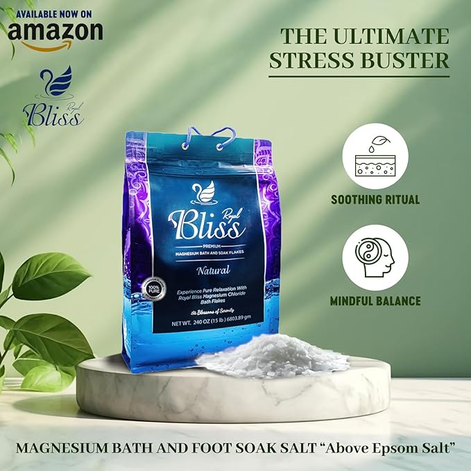 Magnesium Bath & Foot Soak Flakes, Epsom Salt Alternative, High-Absorption Minerals, Natural Salts for Relaxation, Wellness & Muscle Relief, Ideal for Soaking, Recovery, and Stress Relief 10 LB
