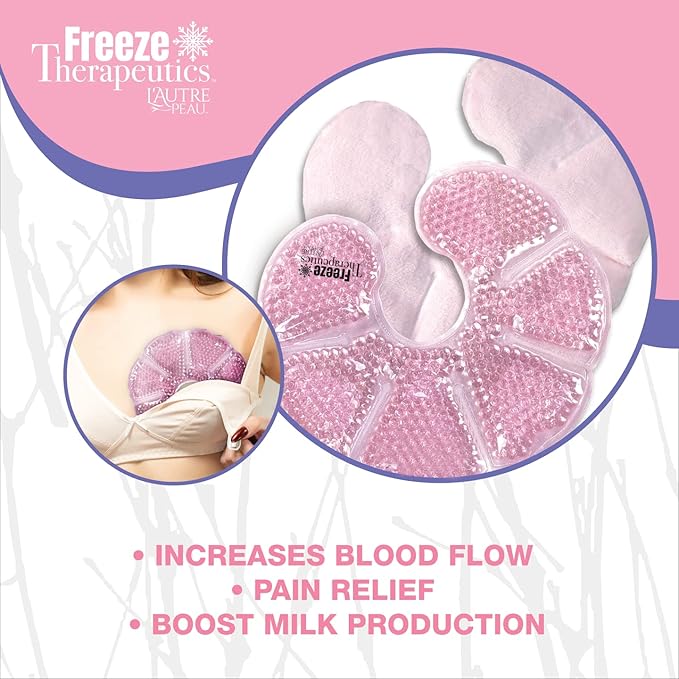 USA Merchant | Hot/Cold Plush Breast Gel Bead Packs by L'AUTRE PEAU Set of 2 Relief for Breastfeeding, Nursing Pain, Mastitis, Engorgement, Swelling, Plugged Ducts | Boost Milk Let-Down & Production