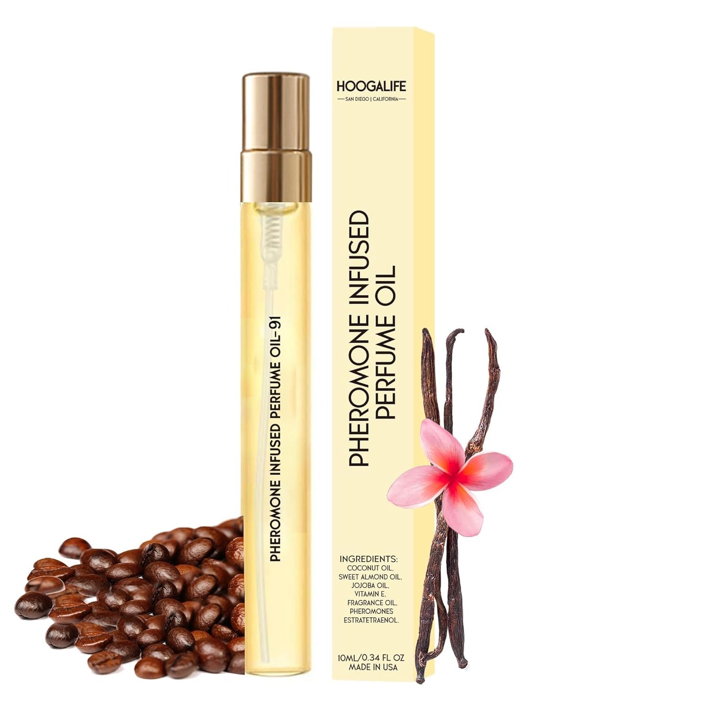 HoogaLife Pheromones Perfumes for Women, Inspired by Black 0/pium by Y.S/L, Sweet Gourmand Perfume, with Coffee, Vanilla, Amber, White Florals, To Attract Men, 0.34fl. oz. Travel Perfume (HG. 91)