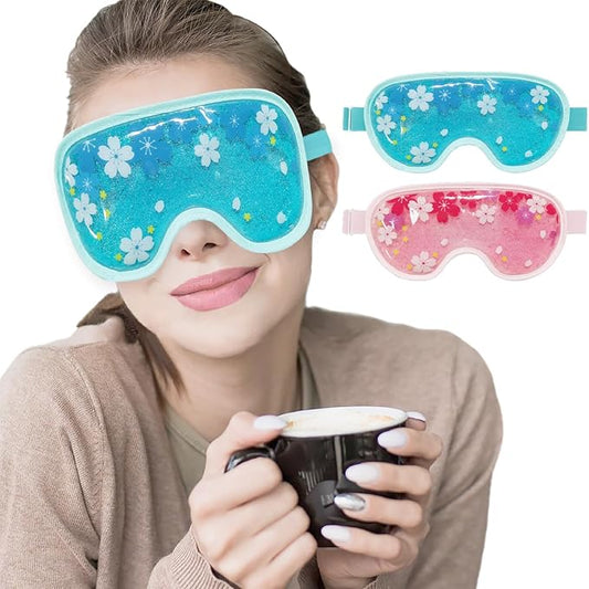 ZNÖCUETÖD Ice Mask Gel Cooling 2 Packs Reusable Cold Compress Eye Ice Pack for Dark Circles and Puffiness, Migraine, Stress Relief
