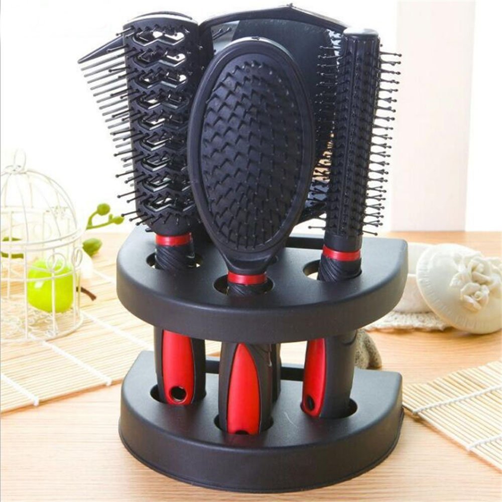 Set of 5 Hair Combs Set Professional Salon Hair Cutting Brushes Sets Salon Hairdressing Styling Tool Mirror And Holder Stand Set Dressing Comb Kits for