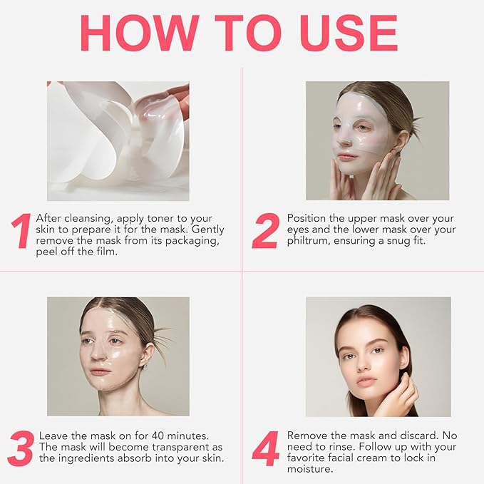 Deep Collagen Mask, 4pcs rich in nano-collagen vitality probiotics variety of anti-aging ingredients, Anti-Aging Hydrating Sleeping Mask including collagen, vitamin E, rose extract and more