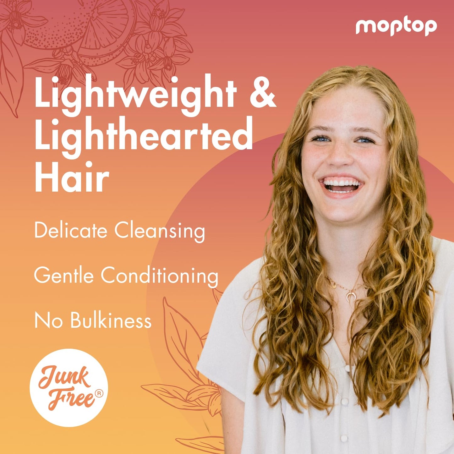 MopTop Light Conditioner – Lightweight Hair Moisturizer to Enhance Moisture & Reduce Frizz, Sulfate & Paraben Free Hair Care for All Hair Types – Thin, Straight, Wavy, Curly (Citrus Medley, 2pk)