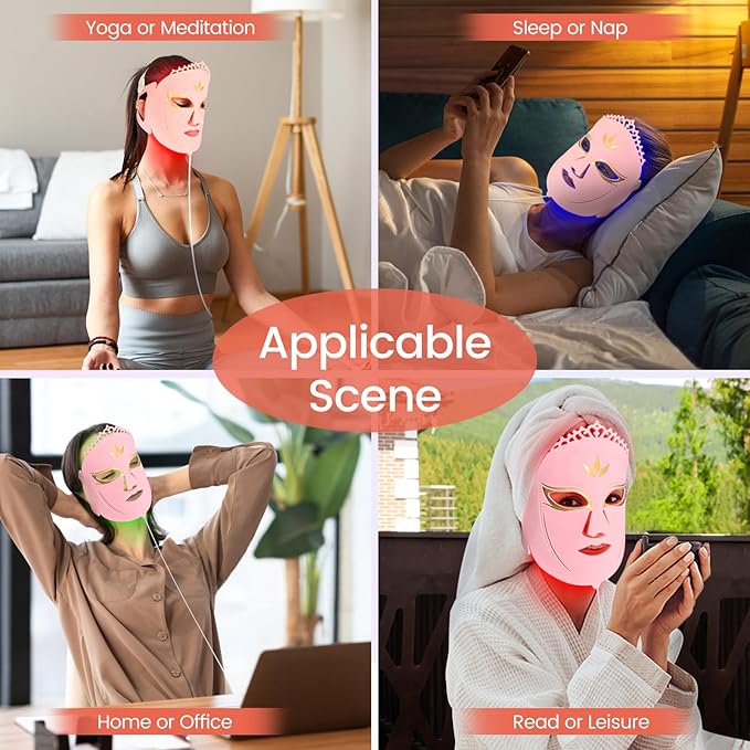 Led Light Mask for Face, Red Light Therapy for Face, 7 Colors Led Facial Mask Light Therapy, Silicone Facial Light Therapy Device, Blue Light Face SkinCare Facial Mask, for Collagen Production