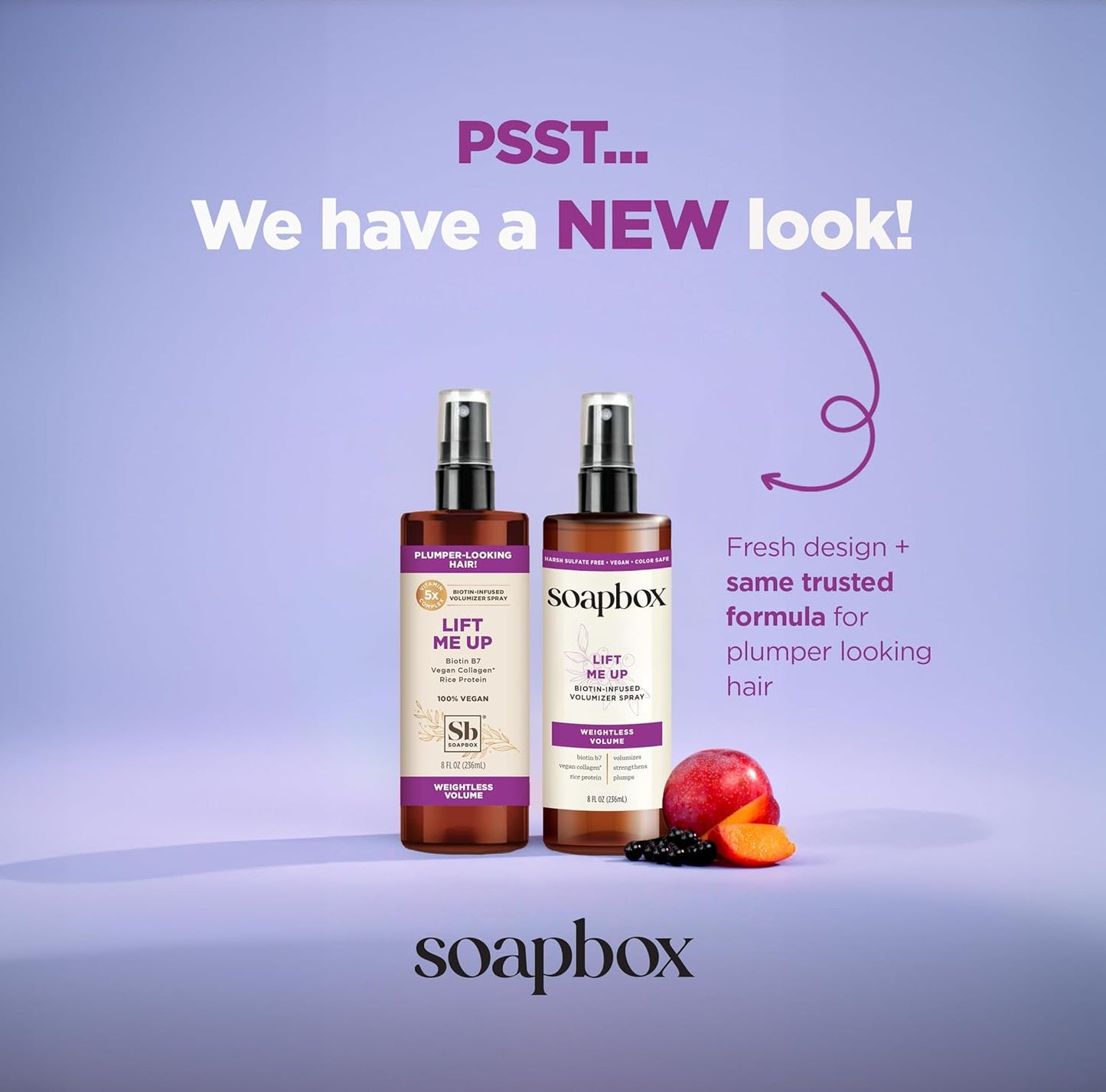 Soapbox Lift Me Up Volumizing Hair Treatment, Lightweight Volumizing Hairspray with Biotin, Natural Volume Spray for Hair, Harsh Sulfate Free, Silicone Free, Color Safe, and Vegan Products, 8 Ounces