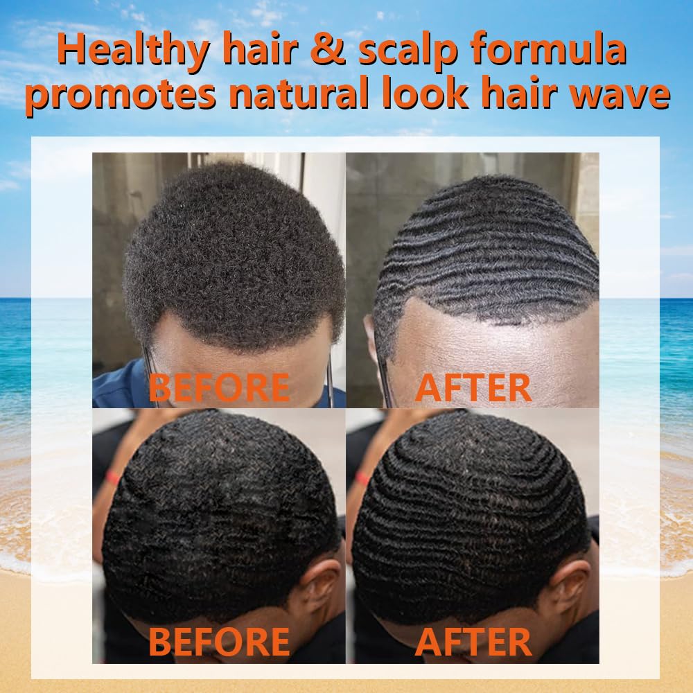 360 Wave Pomade Strong Hold 360 Training Hair Cream, Wave Greasy Wave Butter for Men Pocket Palm Brush Curved Wave Brush Silky Durags for Men Extra Long Tails Wave Brush Wave Cap Set