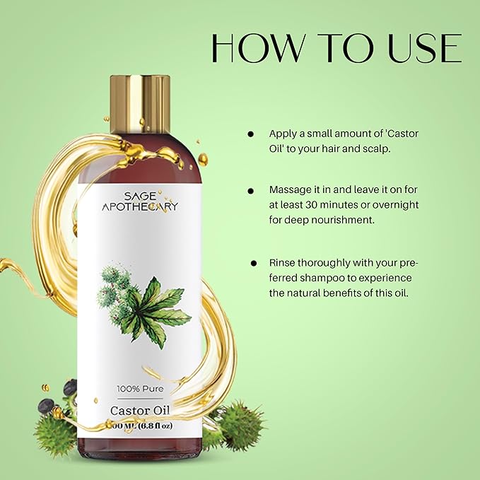 Castor Oil | 100% Pure and Natural | Nourishing Blend for Hair, Eyebrows, and Eyelashes - Promotes Scalp Health and Natural Beauty - 200 ml