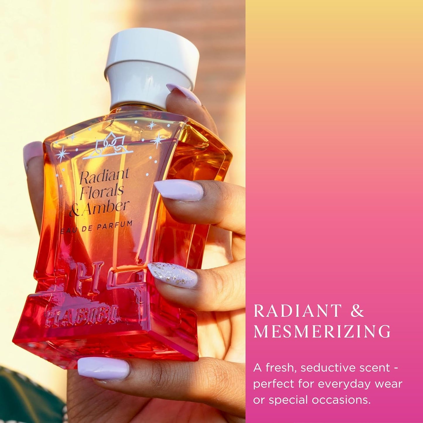 H HABIBI Radiant Florals & Amber Musk Arabian Perfume for Women – 2.5 oz (75ML) Long Lasting Women's Fragrance, Soft Floral Scent with Violet, Rose & Jasmine Notes