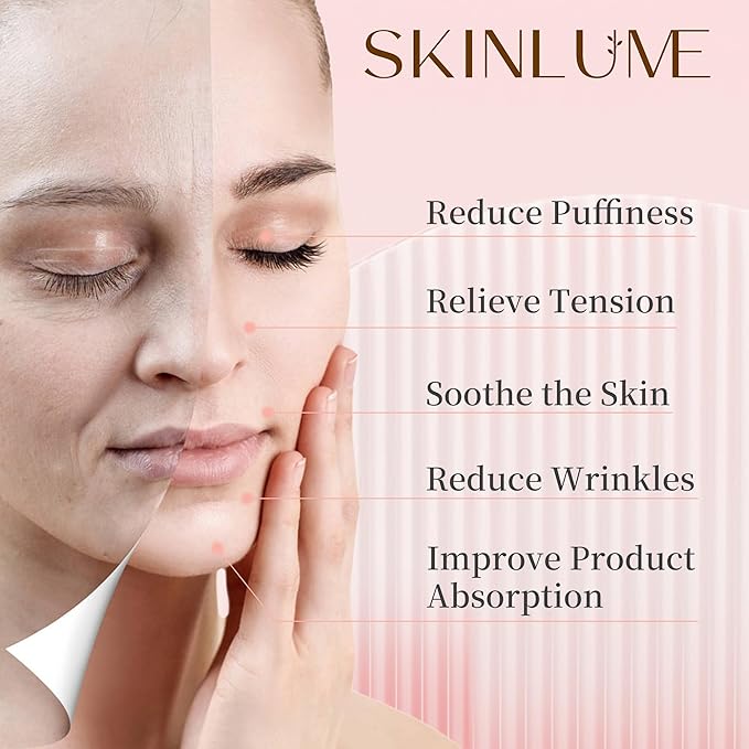 Jade Roller Gua Sha Facial Tool - for Face Neck Eye Jawline, Reduce Puffiness and Tension, Gift Set for Men Woman 100% Natural Jade Stone (Pink)