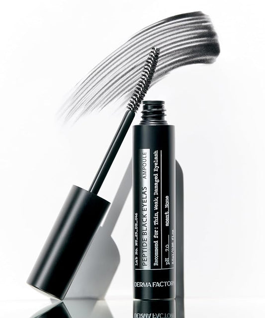 Derma Factory Peptide Eyelash Ampoule – Black Tinting Lash Growth Serum for Thin, Weak & Damaged Lashes – Volumizing Peptide Lash Enhancer, Oil-Free, Irritation-Free Formula, Black3, 0.16 fl oz