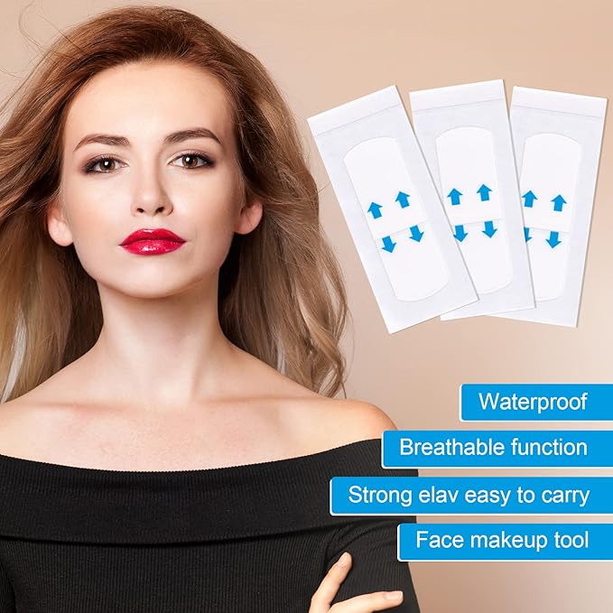 PAGOW 40PCS Face Lift Tape Invisible Instant Adhesive Lifter Bands Waterproof Ultra thin Makeup Strip for Neck Eye Breathable Hypoallergenic Double Chin Jowls Lifter Wrinkles Lifting Saggy Skin