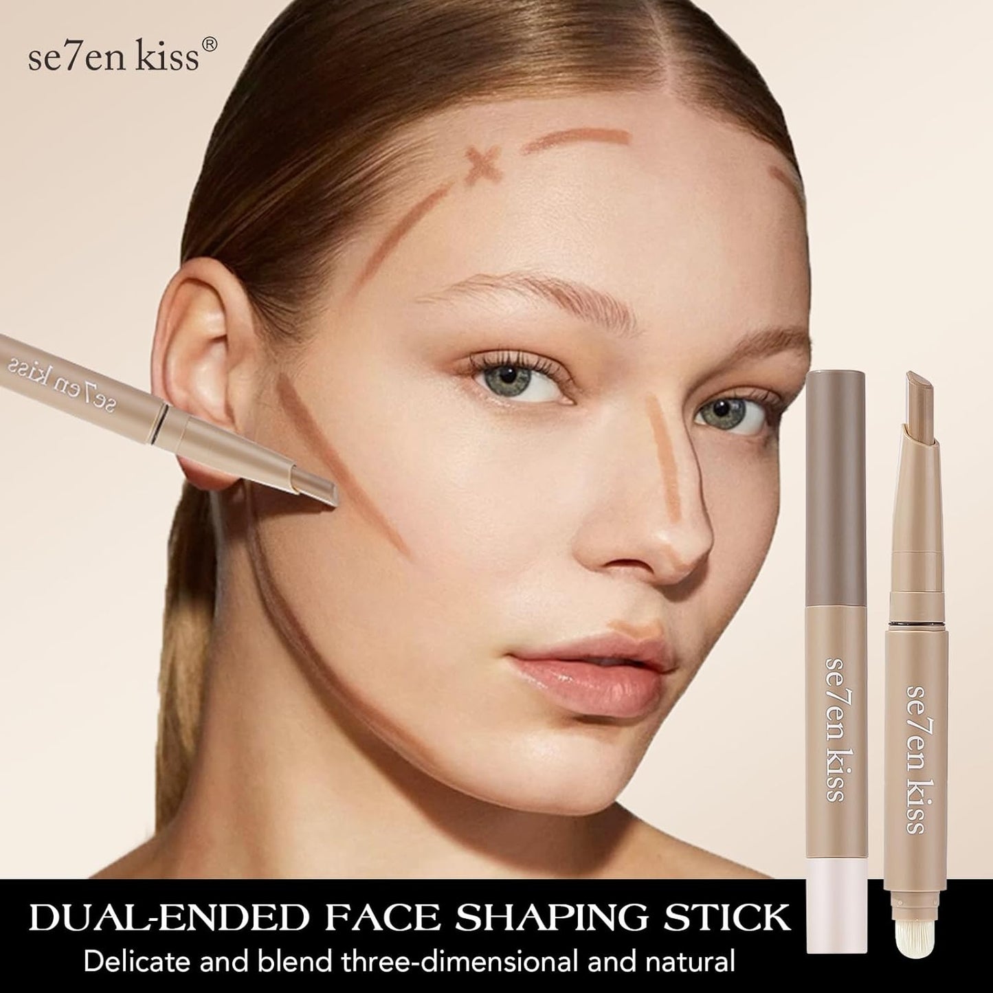 Nose Contour & Highlighting Stick with Brush - Umber | 2-in-1 Fine Tip Design for a Softly Sculpted, Lifted Look