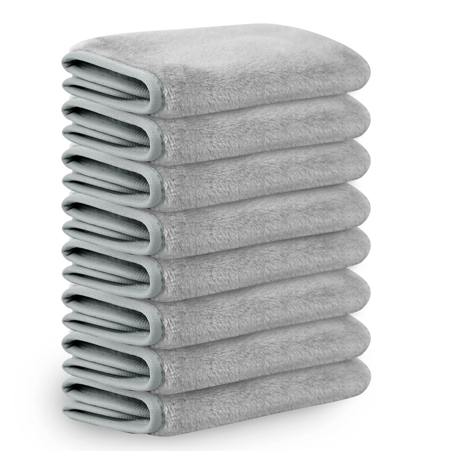 Nugilla Reusable Face Wash Cloths, 8 Pack Soft Microfiber Makeup Remover Towels for Women (Light Grey)