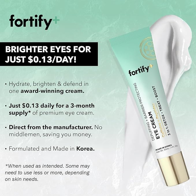 Fortify 9-in-1 Natural Skincare Eye Cream - Anti-Aging & Dark Circle Corrector, Dermatologist Tested - 30ML (Pack of 2)