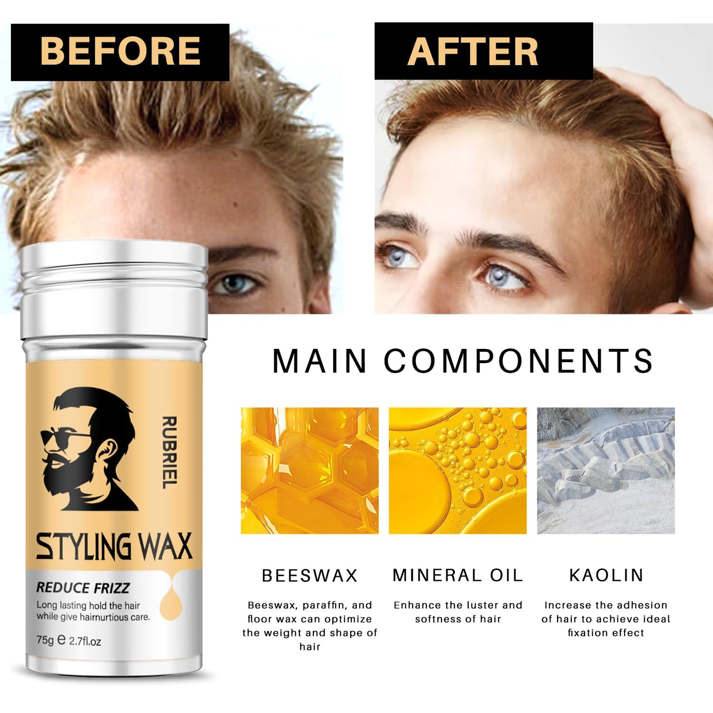 Hair Wax Stick for Men Women, Strong Hold, Long-lasting Professional Grade for a Soft,Hair Styling Wax Hair Smoothing Stick Great Gift for Men（1 pack）