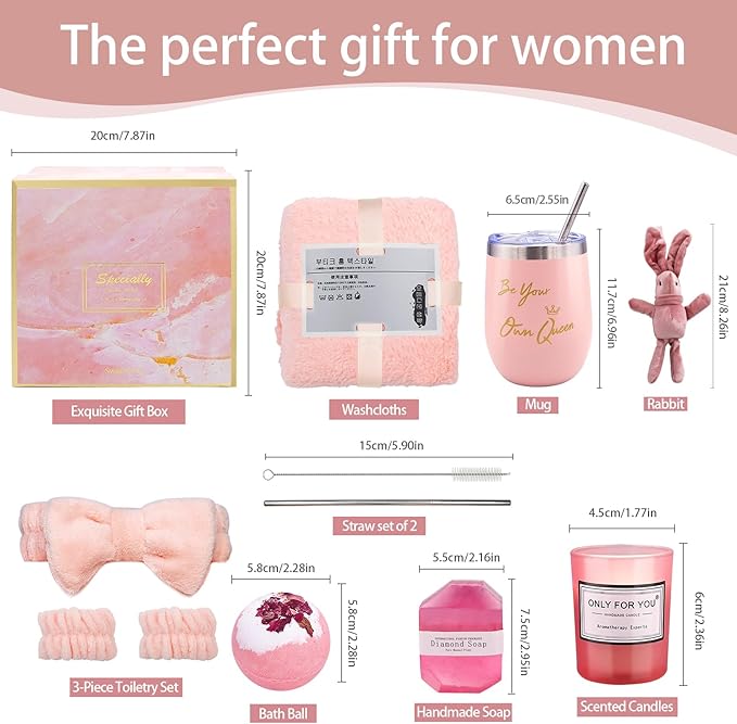 Birthday Gifts for Women, Get Well Soon Gifts, Luxury Spa Gift Basket for Mom, Wife, Sister, Friend, Self Care Package for Her with Relaxing Bath Essentials, Perfect for Mother's Day, Birthday