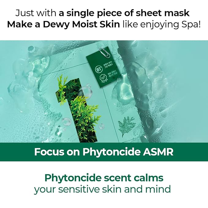 numbuzin No.1 Sheet Mask | Dewy Glow Spa Sheet Mask | Hydrating with 81% Jeju Cypress Water, Heartleaf Extract | Soothes, Revitalizes Sensitive Irritated Skin | Korean Skincare | 4 Sheets