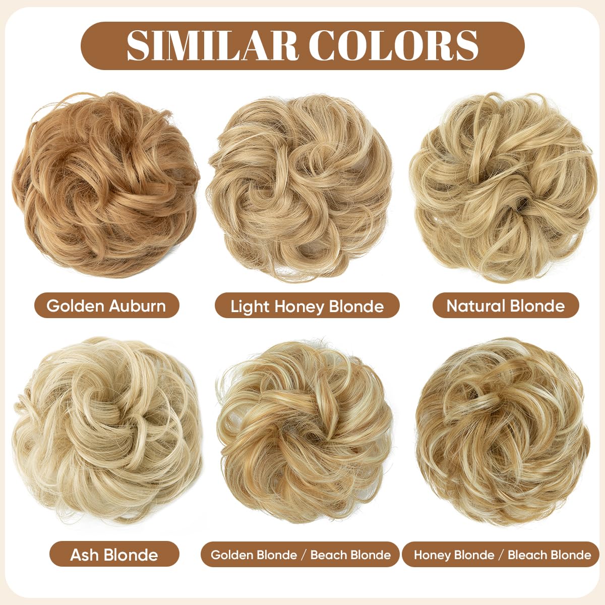 CJL HAIR Large Messy Bun Hair Piece Wavy Curly Scrunchies Synthetic Chignon Ponytail Hair Extensions Thick Updo Hairpieces for Women Ash Blonde